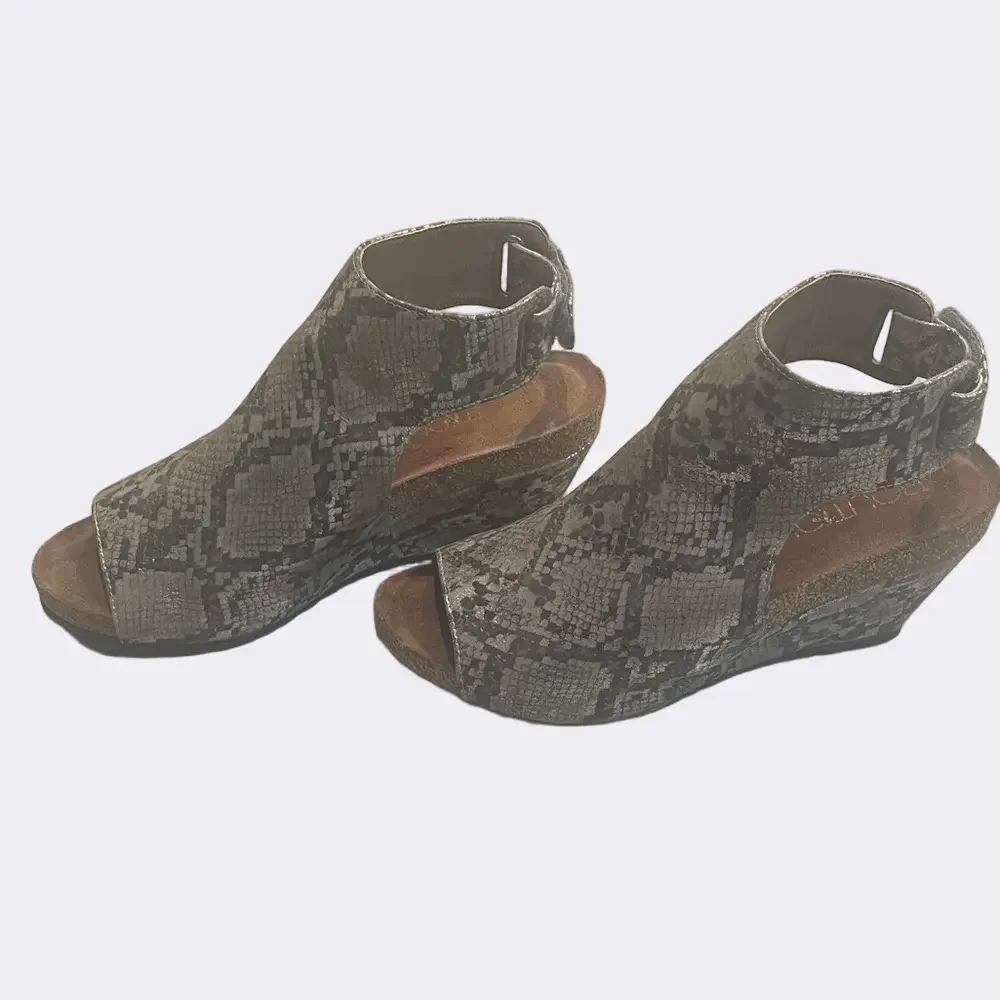 Cork’s Calypso Snake Print Wedge Sandals